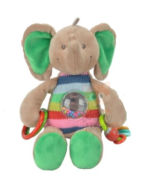  woodstock peluche déveil éléphant marron vert 